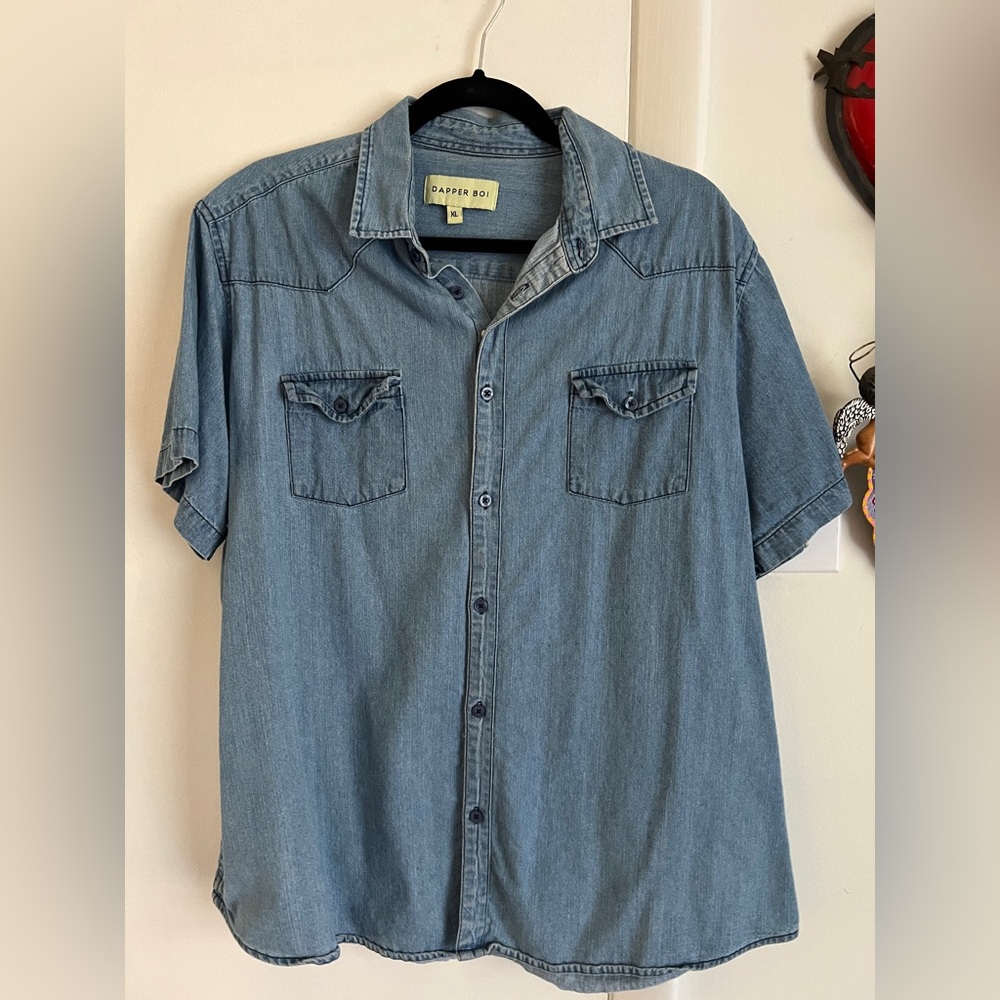 Dapper Boi GN stretchy denim short sleeve button up